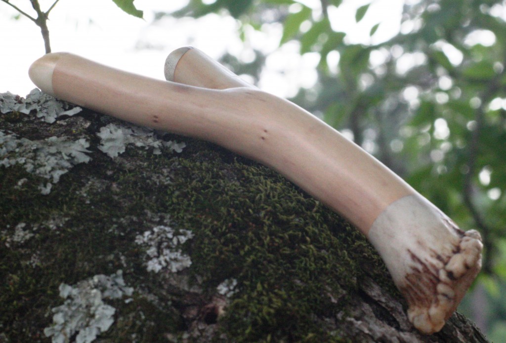 Dogwood natural with antler burr butt cap and antler fork tips
